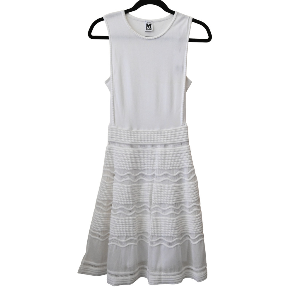 M Missoni White Fit & Flare Knit Dress Size US 2 / IT 38